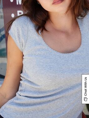 🐰 Brandy Melville Silver Zelly Basic Tee with Trim